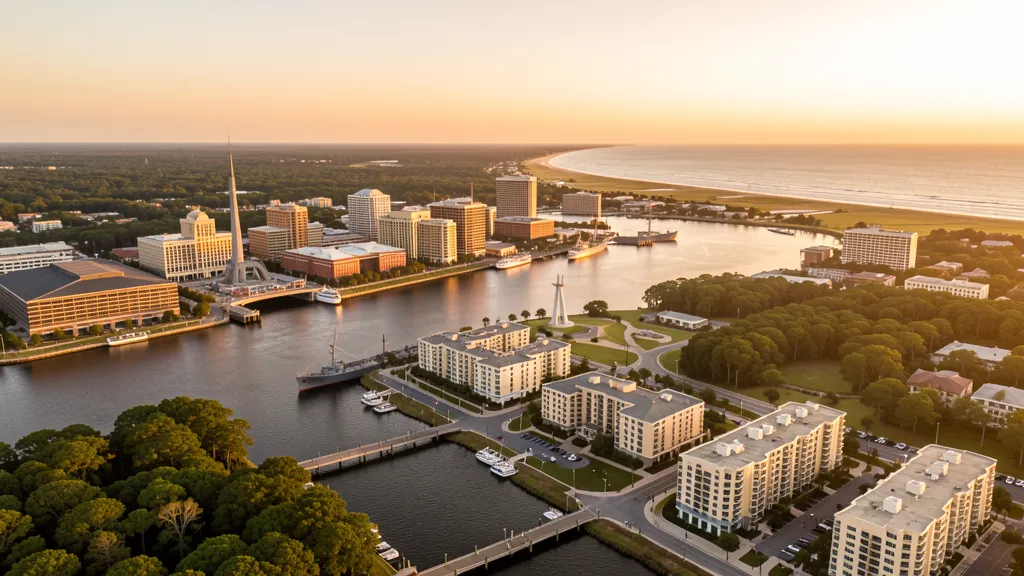 Aerial view of Wilmington, NC showing the local landscape and terrain relevant to drone survey operations