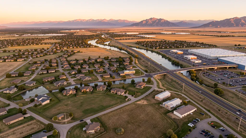 Aerial view of Windsor, CO showing the local landscape and terrain relevant to aerial imaging operations