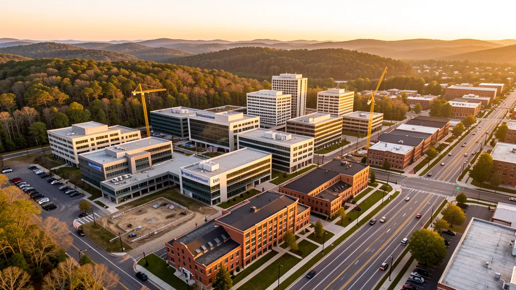 Aerial view of Winston-Salem, NC showing the local landscape and terrain relevant to drone survey operations