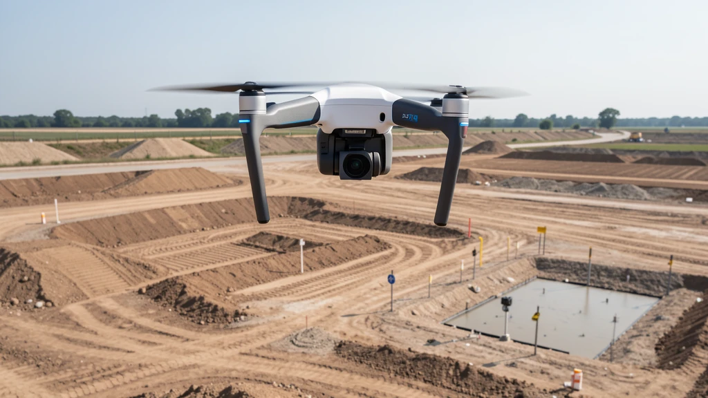Side-by-side comparison of drone surveying and traditional ground-based surveying methods on a construction site