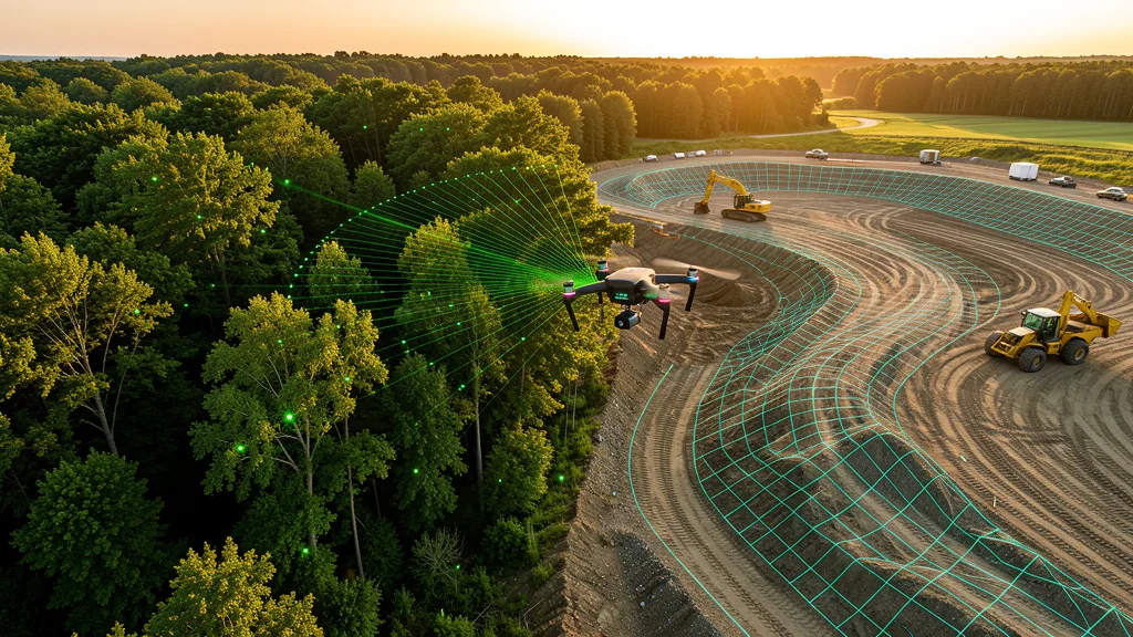 Side-by-side comparison of LiDAR point cloud and photogrammetry orthomosaic survey outputs